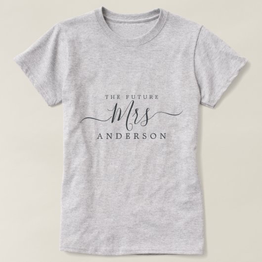T-shirt Future Mrs Chic Script Nom personnalisé Future mar (Design devant)