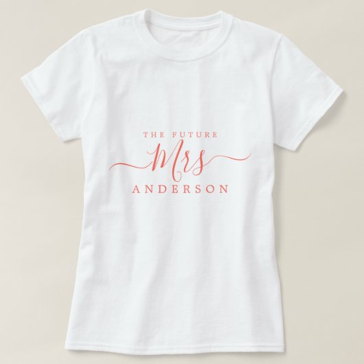 T-shirt Future Mrs Chic Script Nom personnalisé Future mar (Design devant)