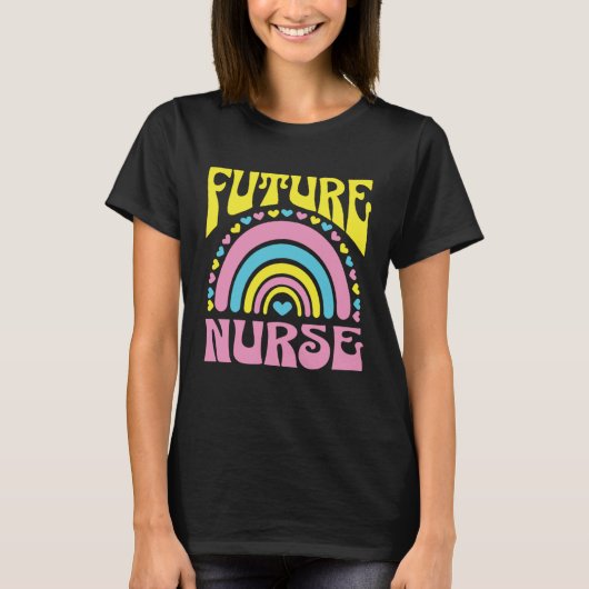 T-shirt Future Nurse Bright Retro Rainbow Nurses Training (Devant)