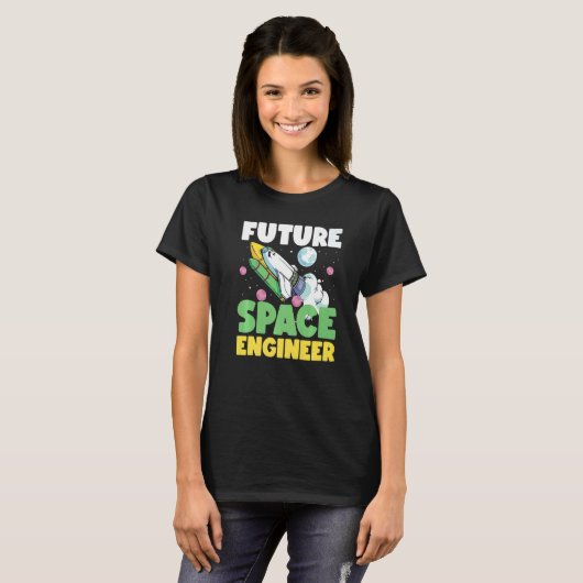 T-shirt Future Space Engineer Rocket In Galaxy (Devant entier)