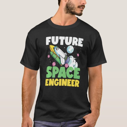 T-shirt Future Space Engineer Rocket In Galaxy (Devant)