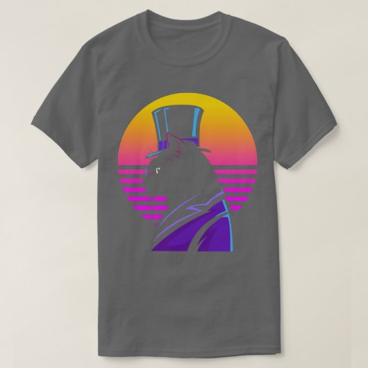 T-shirt Futurisme d'Outrun Steampunk Cat Synthwave (Design devant)