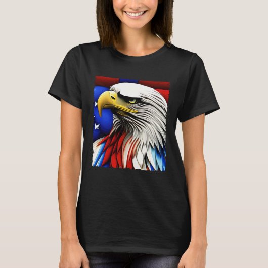 T-shirt Futuristic American Bald Eagle USA Flag 4th of Jul (Devant)