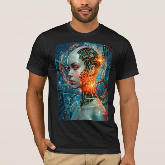 T-shirt Futuristic Cyborg Neural Network Sci-Fi Tech (Devant)
