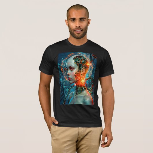 T-shirt Futuristic Cyborg Neural Network Sci-Fi Tech (Devant entier)