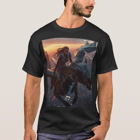 T-shirt Futuristic Dragon Knight Artwork (Devant)