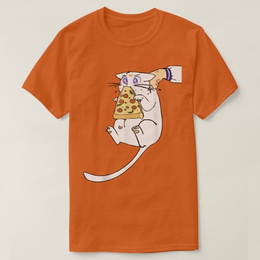 T-shirt Fuuny Cute Anime chaton chat manger pizza pour cha (Design devant)