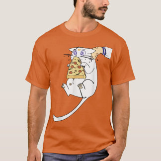 T-shirt Fuuny Cute Anime chaton chat manger pizza pour cha