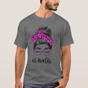 T-shirt G-Ma Life Messy Bun Empreinte de léopard rose Femm