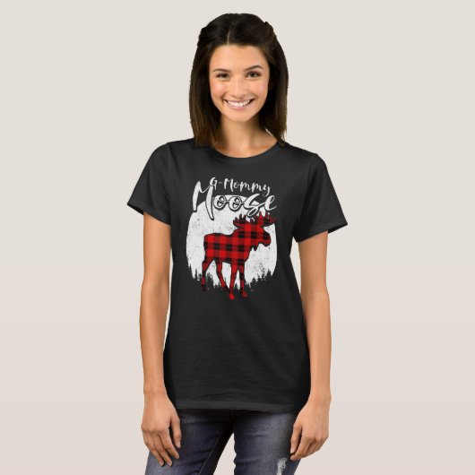 T-shirt G Mommy Moose Red Plaid Buffalo Matching Family Pa (Devant entier)