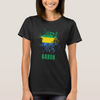 T-shirt Gabon Rétro Aquarelles Vintage Sport Drapeau Gabon