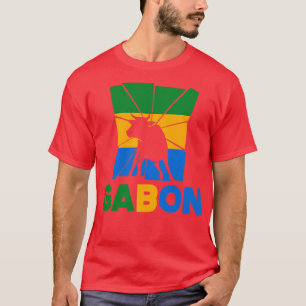 T-shirt Gabonais Gabon Drapeau Gabonais Ox Animal Silhouet