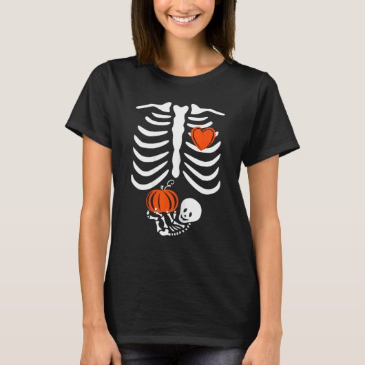 T-shirt Gag Thanksgiving Pregnancy Announcement Skeleton (Devant)