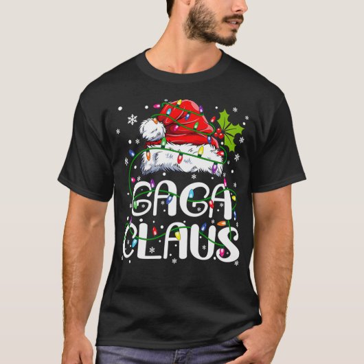 T-shirt Gaga Claus Lumières de Noël Pyjama Famille Matchin (Devant)