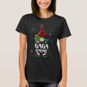 T-shirt Gaga Gnome Rouge Plaid Correspondant Famille Noël (Devant)