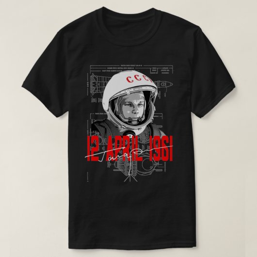 T-shirt Gagarin Cosmonautics Day 60th Anniversary Space As (Design devant)