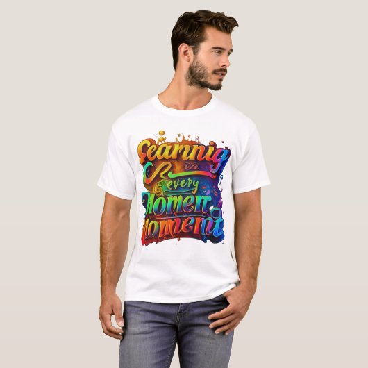 T-shirt "Gagner chaque instant" Inspirationnel multicolore (Devant entier)