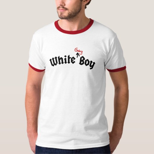 T-shirt gai blanc de garçon (Devant)