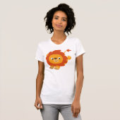 T-shirt gai mignon de femmes de lion de bande (Devant entier)