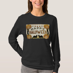 T-shirt gainé noir heureux de Halloween long