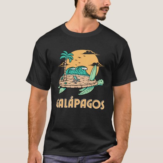T-shirt Galapagos Islands Sea Turtle Surfing Beach (Devant)