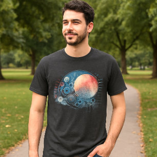T-shirt  Galaxie à l'aquarelle Art abstrait Gris 