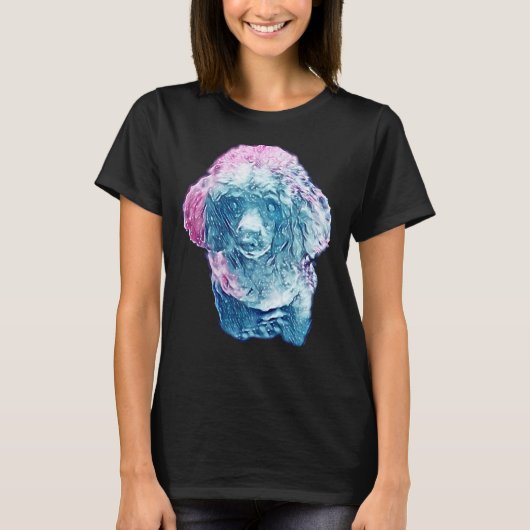 T-shirt Galaxie Bleue Mini Poodle Long (Devant)
