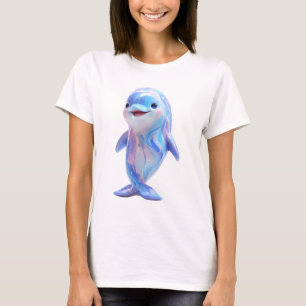 T-shirt Galaxie iridescente Tourbillon Dauphin Sourire Fem
