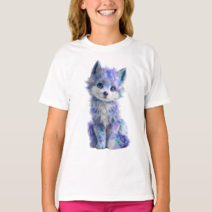 T-shirt Galaxie Nébuleuse Loutre Loup Enfants