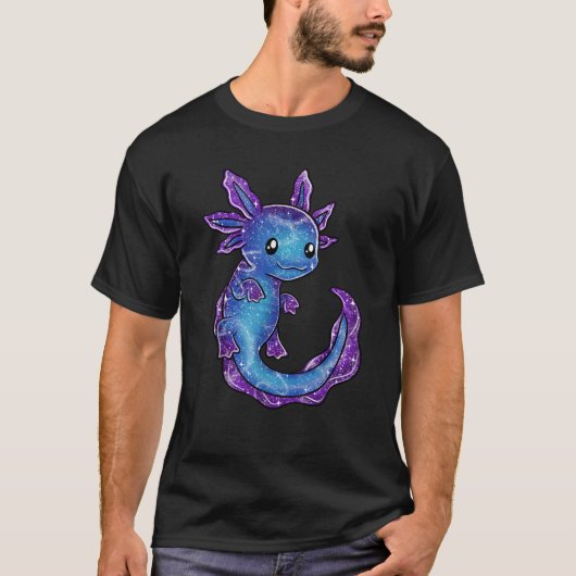 T-shirt Galaxy Axolotl Funny Goth Space purple blue Japan  (Devant)