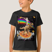 T-shirt Galaxy Cat on Dinosaur on Pizza with Tacos & (Devant)