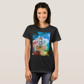 T-shirt Galaxy Kitty Cat Riding Pizza In Space (Devant entier)