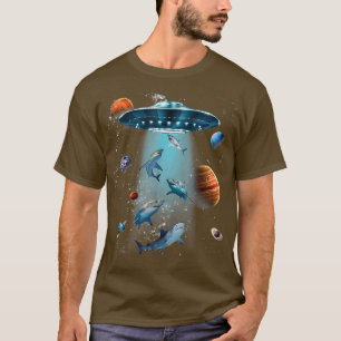T-shirt Galay Poisson requin Espace OVNI Alien Étoiles Mer