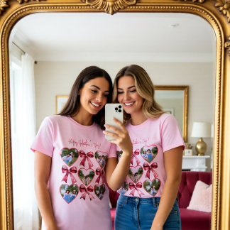 T-shirt Galentine Photo Cœurs Collage Meilleures Amies