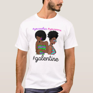 T-shirt Galentines Day Single Valentines Melanin Queen Bla
