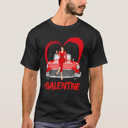 T-shirt Galentines Single Red Car Driver Fun Bestie Valent (Devant)