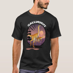 T-shirt Gallimimus Dinosaur Avec Arrière - plan