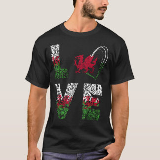 T-shirt Gallois Dragon Heart Love Pays de Galles Drapeau C