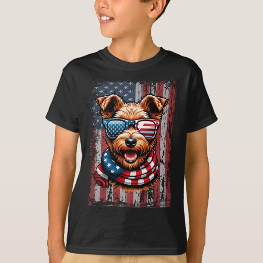 T-shirt Gallois Terrier Amoureux des chiens Us Drapeau 4 j (Devant)