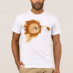 T-shirt galopant de lion de bande dessinée