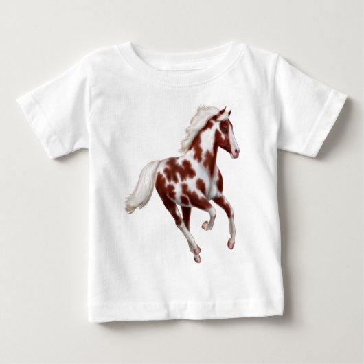 T-shirt galopant de nourrisson de cheval de (Devant)