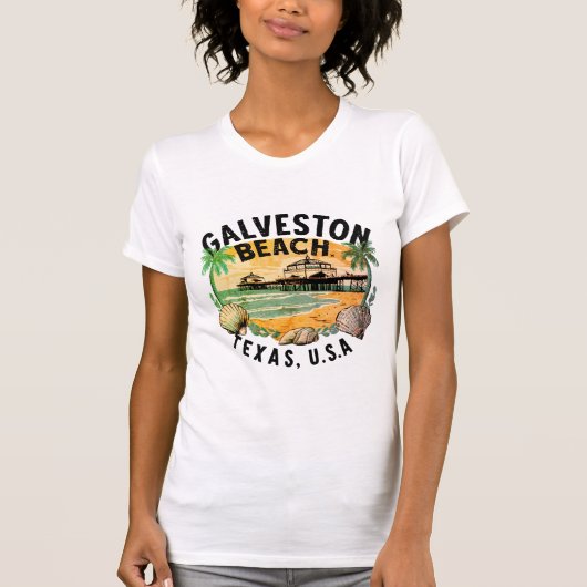 T-shirt Galveston Beach Rétro Vignette (Devant)