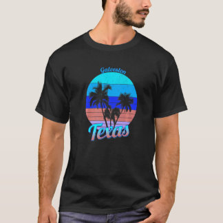 T-shirt Galveston Texas Retro Tropical Palm Trees Vacances