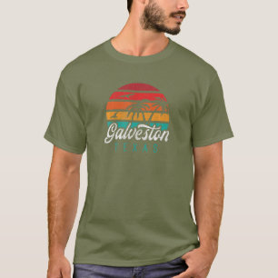 T-shirt GALVESTON TX, Galveston Texas Retro Sunset Design