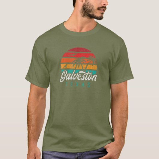 T-shirt GALVESTON TX, Galveston Texas Retro Sunset Design (Devant)