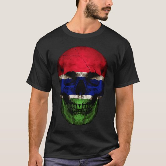 T-shirt Gambia Flag Skull Gambian Roots Proud Patriotic (Devant)