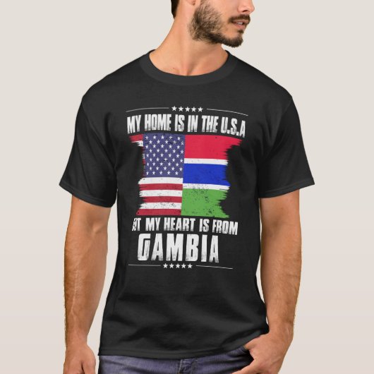 T-shirt Gambie Américain Patriot Gros Fier Accueil Coeur U (Devant)