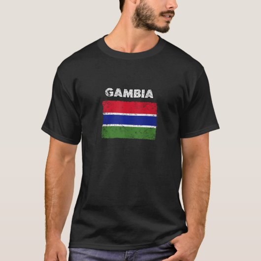 T-shirt Gambie Pays Drapeau Avec Gros Style Distressé T (Devant)
