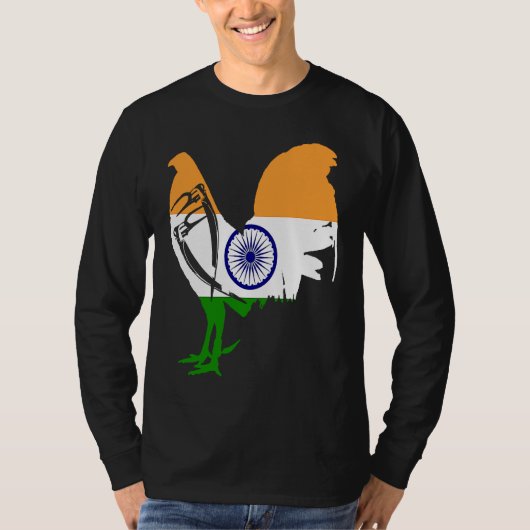 T-shirt Game fowl India Indian flag gaff rooster Gamefowl  (Devant)