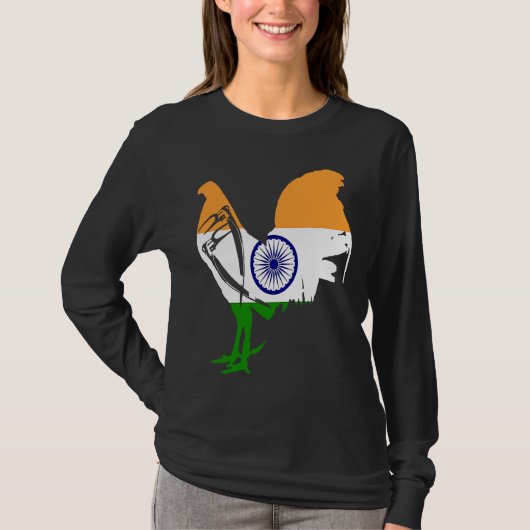 T-shirt Game fowl India Indian flag gaff rooster Gamefowl  (Devant)